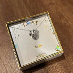 NWT Disney Fine Silver Plated Cubic Zirconia Pendant Necklace